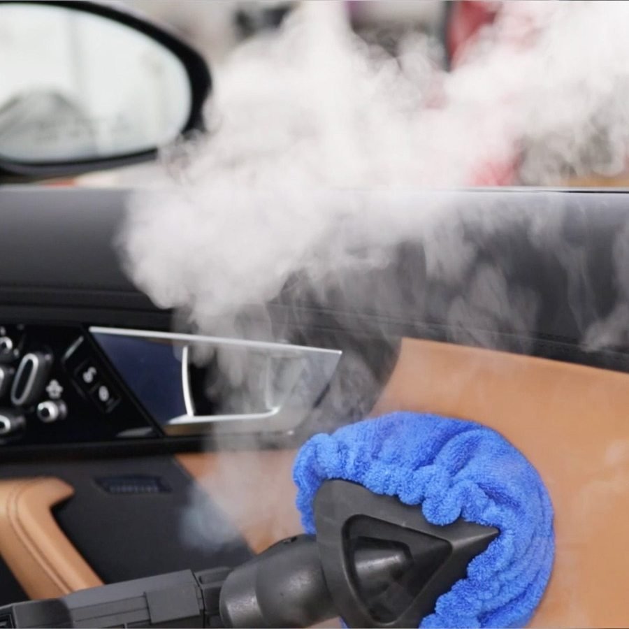 Steam cleaning applied to door seams and interior crevices